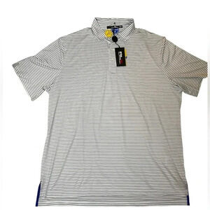 Ralph Lauren RLX  Men's classic fit performance polo white/ grey stripes sz XL